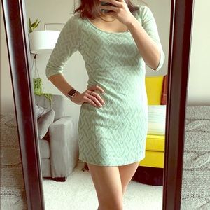 Metallic Mint Green Herringbone Mini Dress